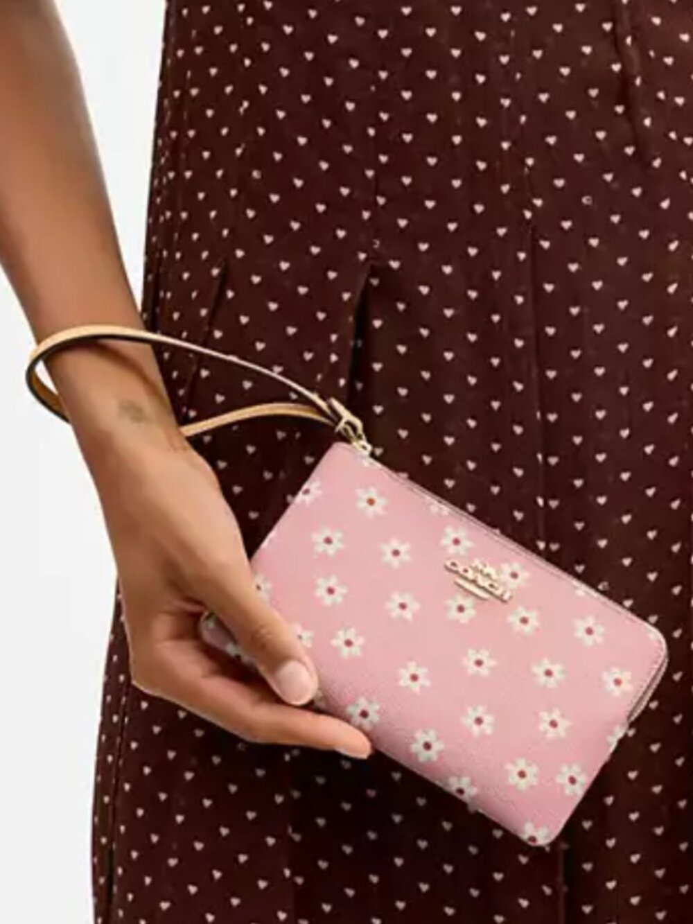 Coach Corner Zip Wristlet With Pink Floral Print - NWT - Picture 3 of 7